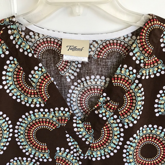 TAFFORD Scrub Top 100% Cotton Retro V-Neck Short Sleeve Women’s Plus Size 3X - Picture 2 of 15
